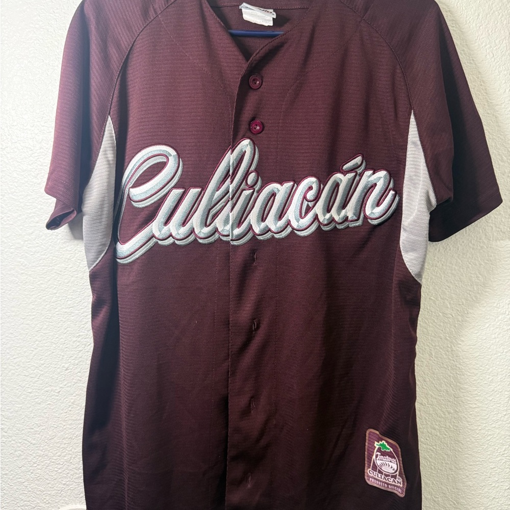 Maroon Culiacán Short-Sleeve Baseball Jersey